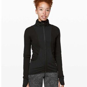 Lululemon Far and Free Nulux Black Slimming Running Jacket Hood Size 4